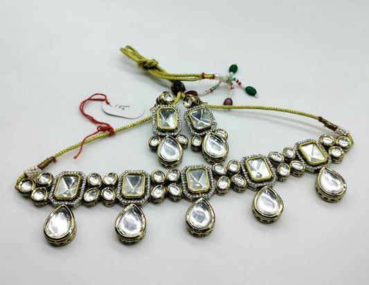 Kundan silver plated necklace set