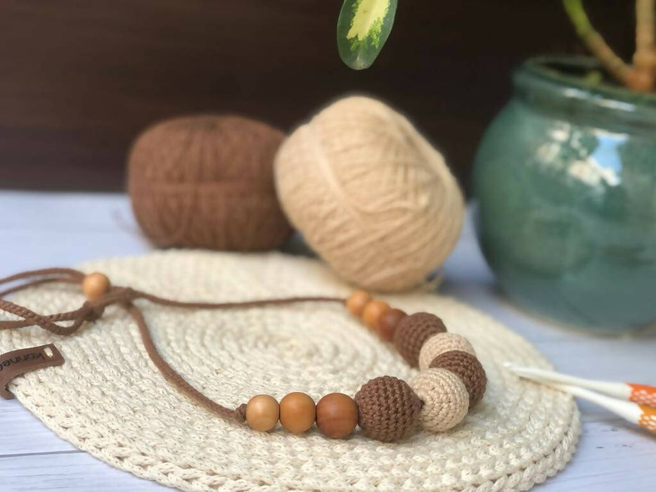 Dark brown crochet necklace
