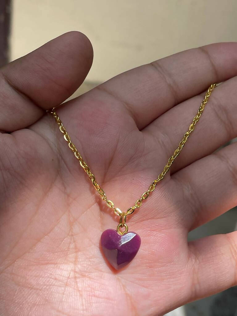 pink heart pendant set