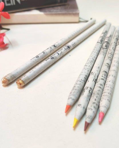 Recycled News paper Plantable Seed COLOUR Pencils -Pack of 10 x1