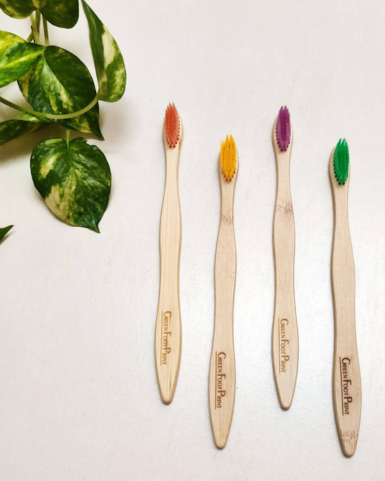 Natural Bamboo Toothbrush - Pack of 4 (assorted colours)