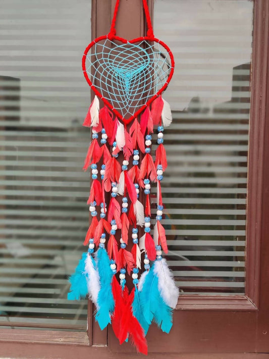 Red and blue Heart dreamcatcher
