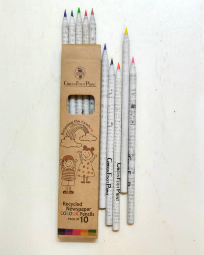 Recycled News paper COLOUR Pencils -Pack of 10 x3