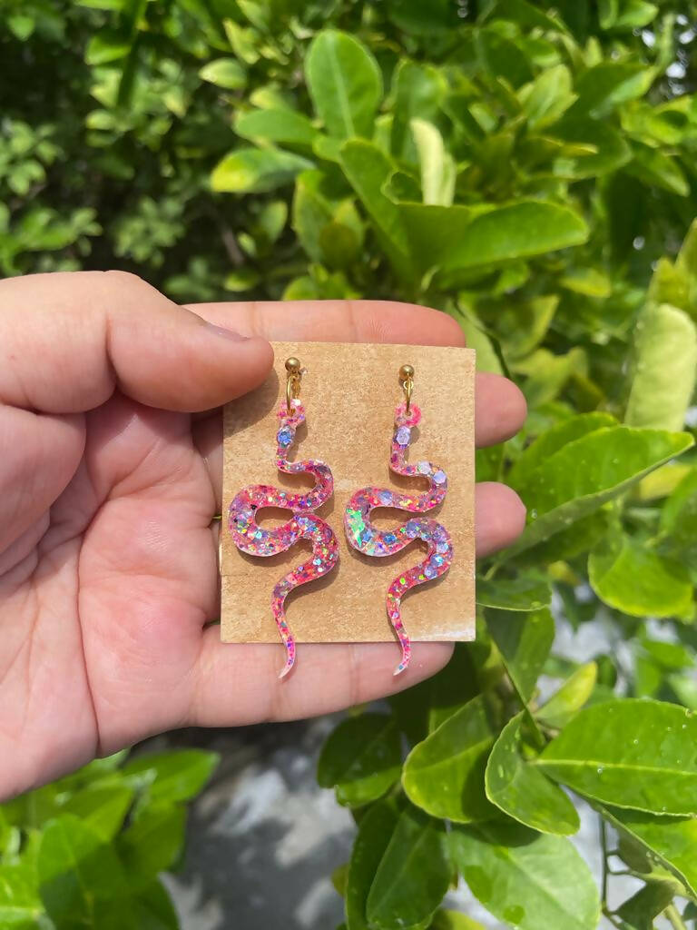 cotton candy snake earrings