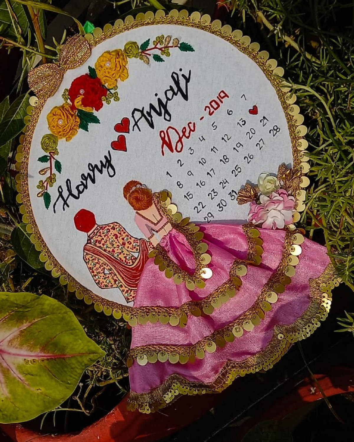 Wedding embroidery hoop art