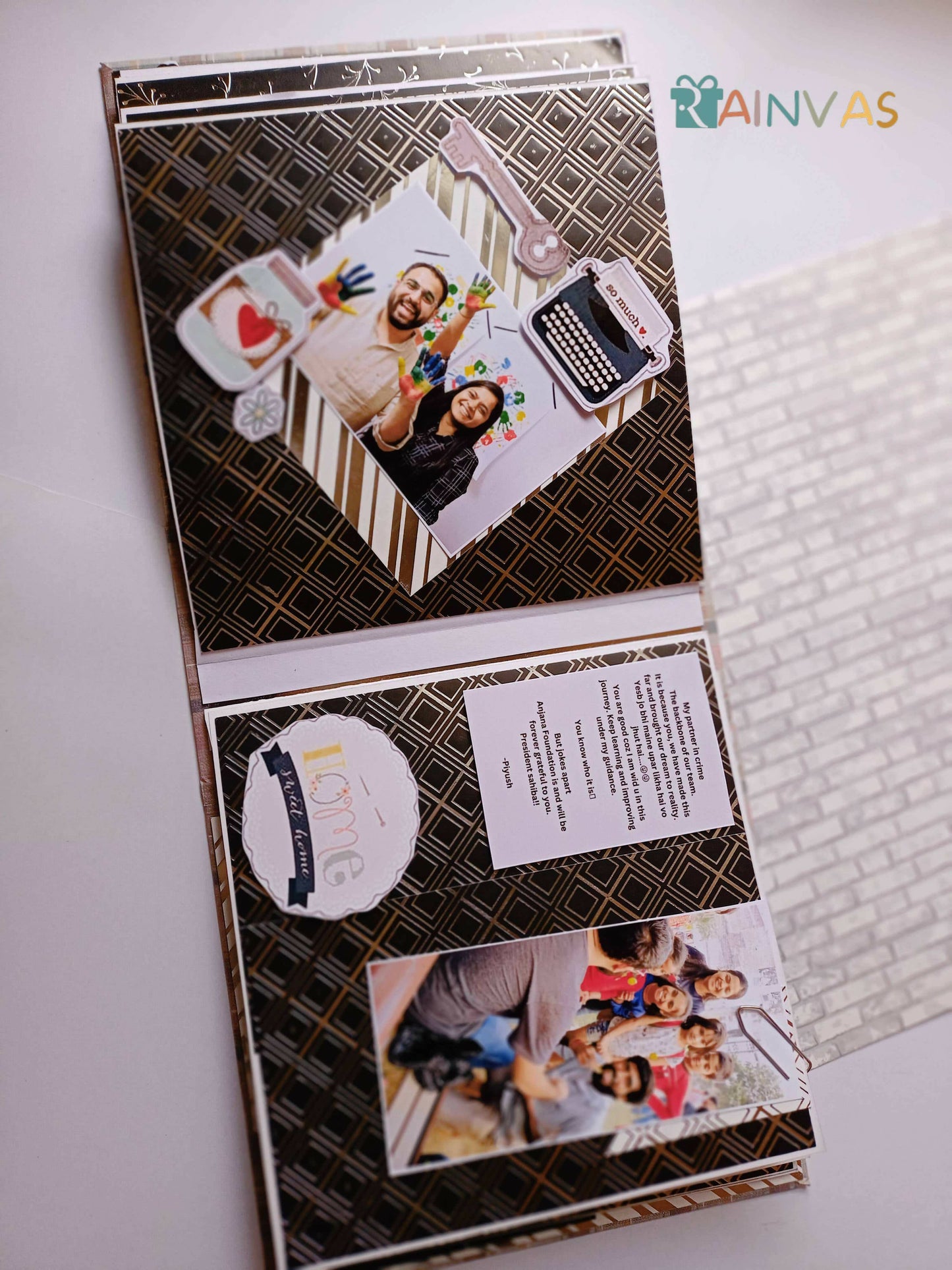 Golden and silver embossed scrapbook personalised with photos for all occasions