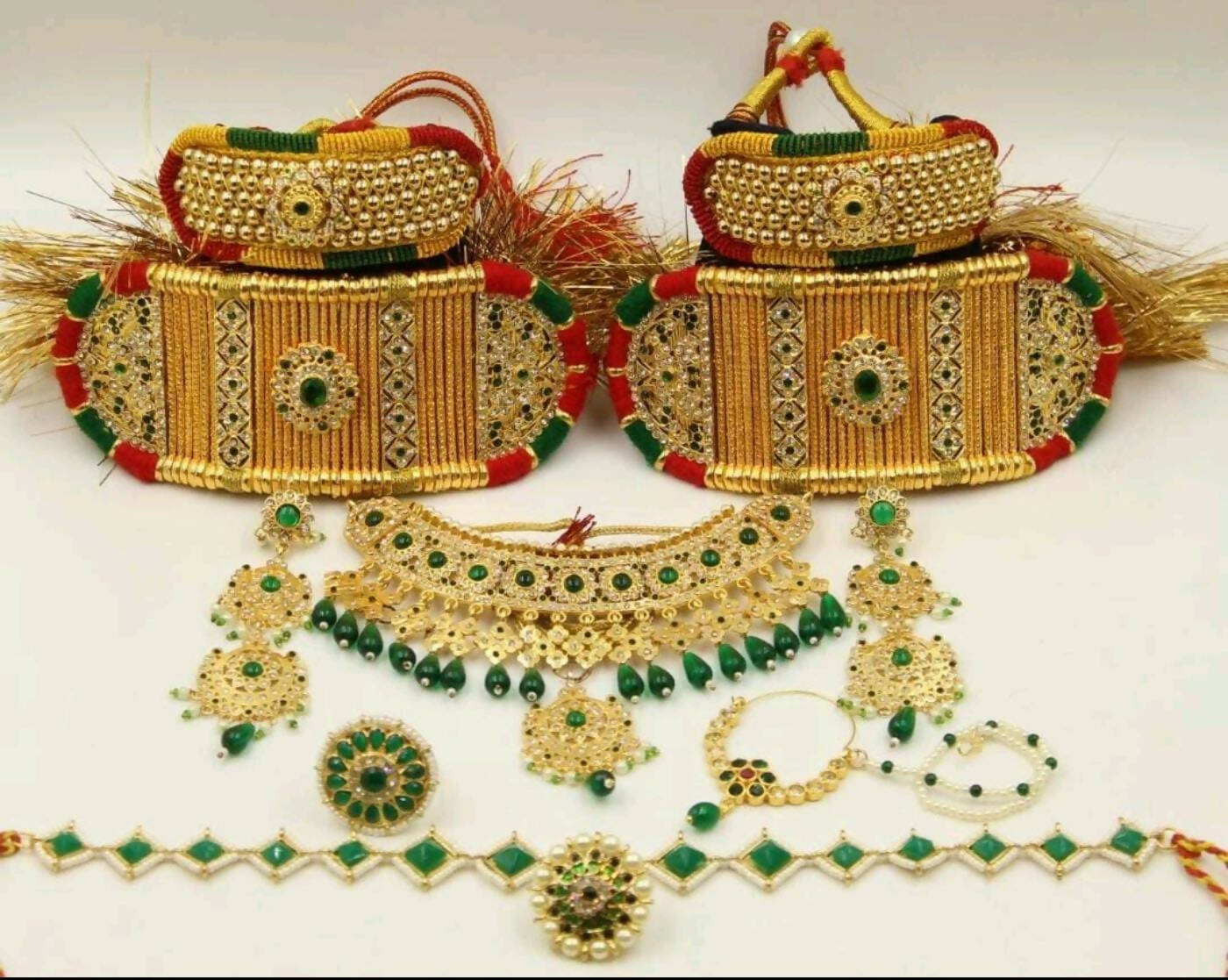 Rajwadi Combo Jewellery Set with Traditional Bajubandh