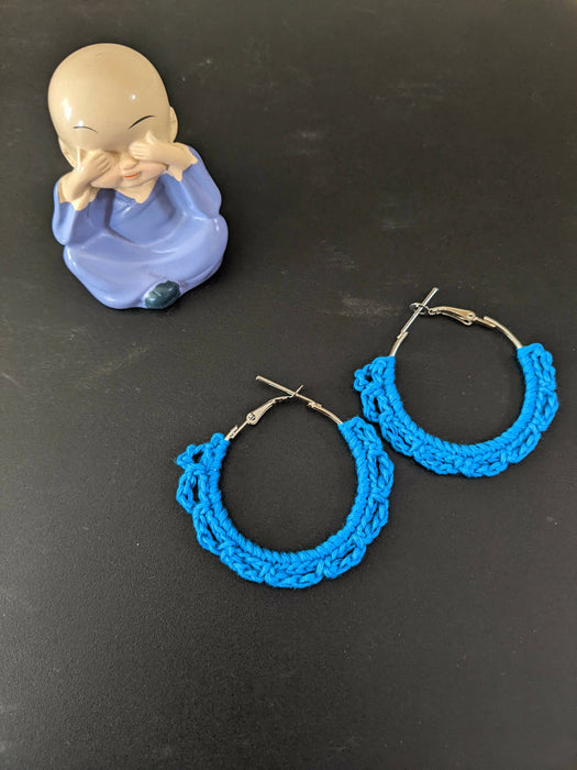 Daisy Blue Crochet Small Hoop Earring