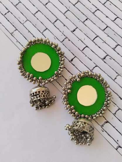 Green jhumka earrings