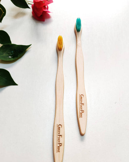 Natural Bamboo Toothbrush - Pack of 2 (assorted colours)