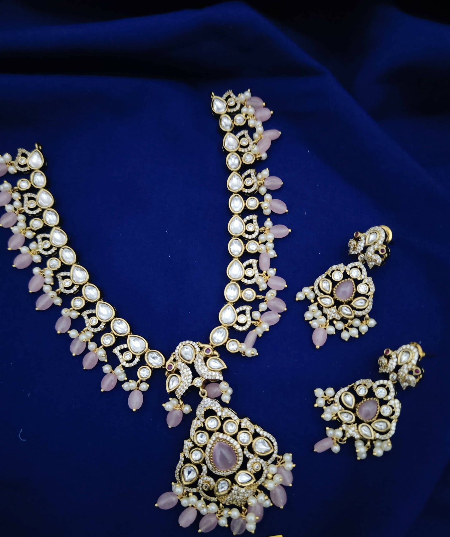 CZ Studded Kundan Necklace Set