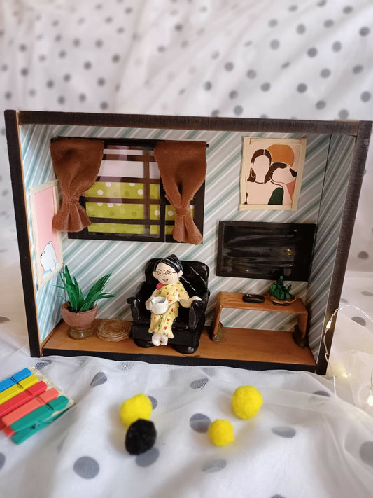 Living room customized shadow box miniature gift for grandmother and mother