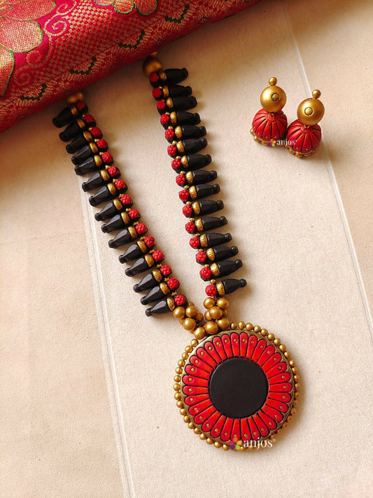 Red Designer Terracotta Jewellery Set