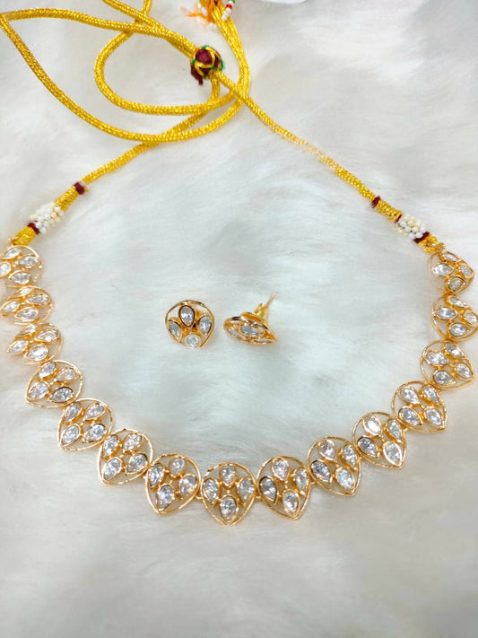 Gold Plated AD Studded Necklace Set