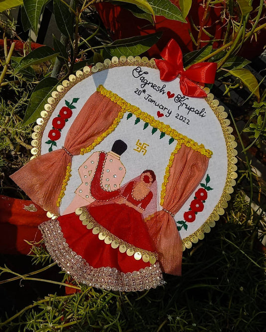 couple wedding embroidery hoop art