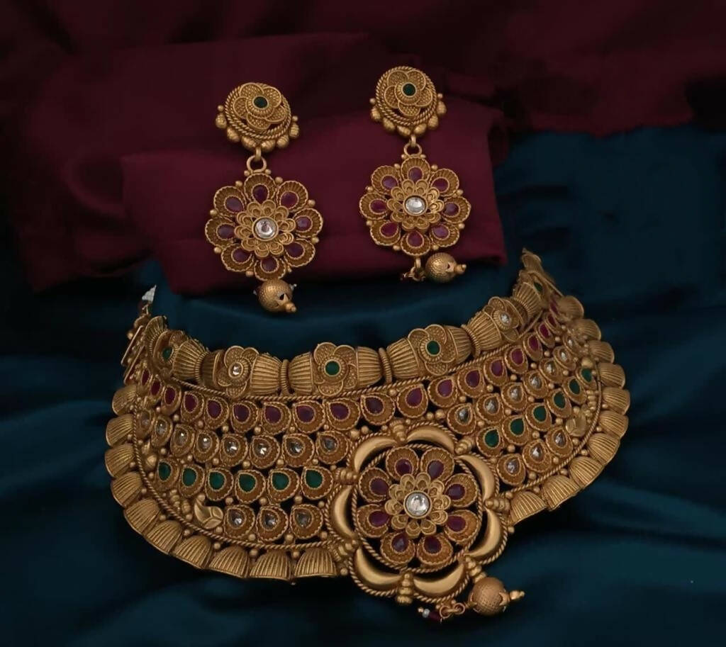 Brass High Gold Plated Rajwadi AAD Set