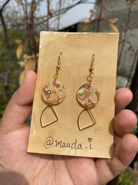 triangle white earrings