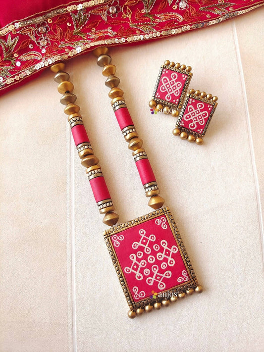 Pink Terracotta Jewellery Set