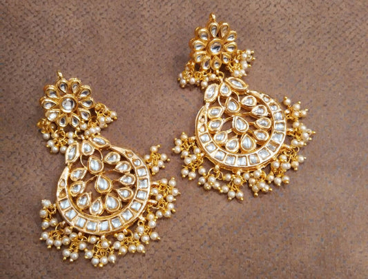 Yellow Chimes Gold Plated Kundan Earrings