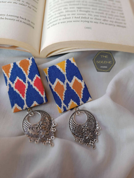 Blue fabric jhumka | stylish earrings online