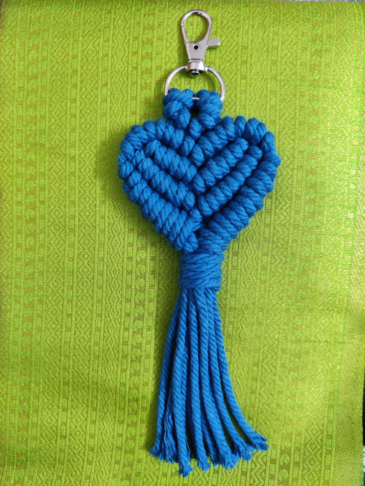 boho heart keychain|| blue bag tag