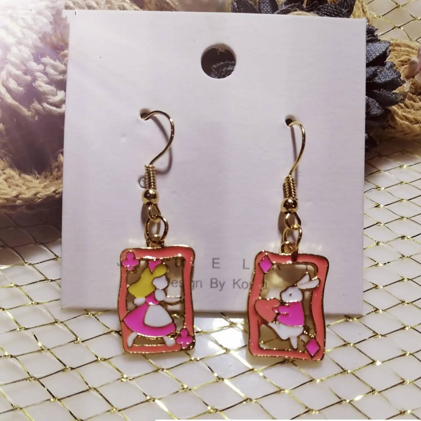 pink combo earrings