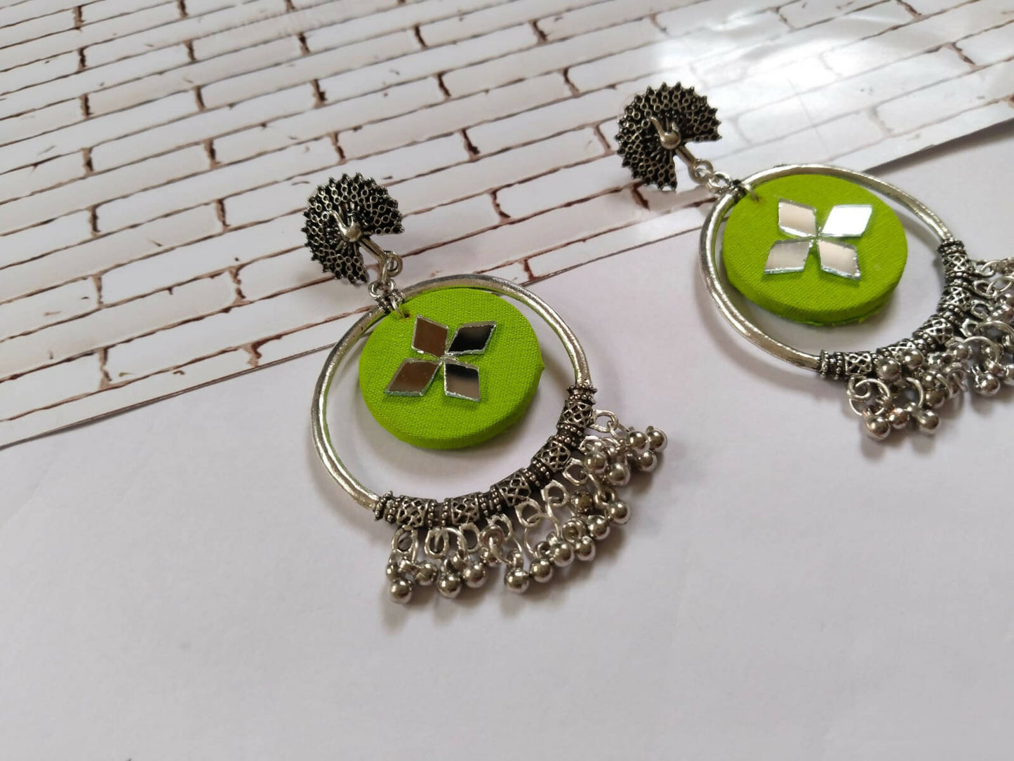 light green earrings