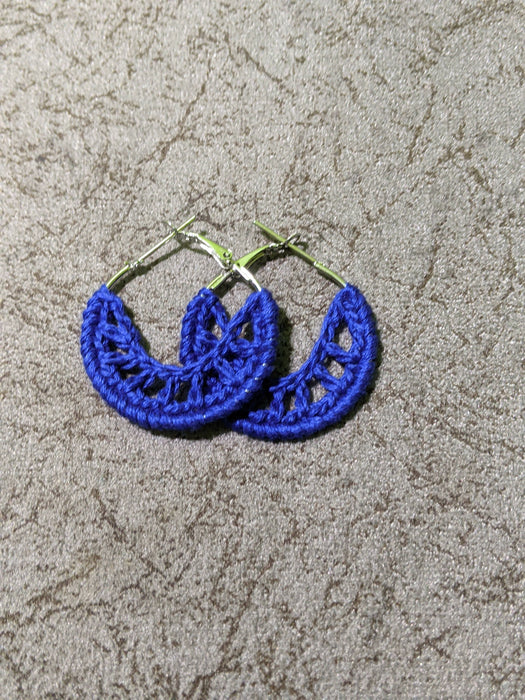 Moon Blue Crochet Small Hoop Earring