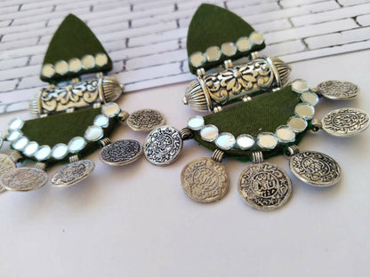 green jhumka earrings