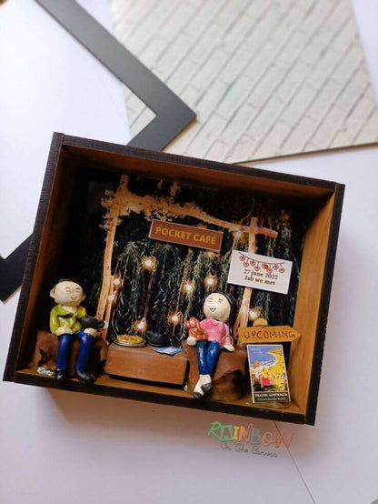 Restaurant cafe romantic personalised couple miniature shadow box frame