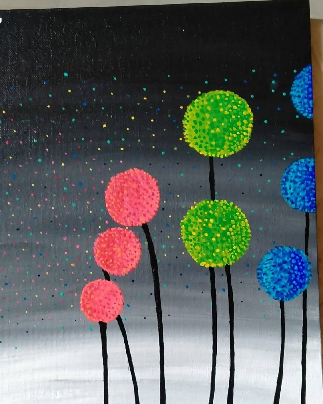 puffy flowers|| flowers canvas painting