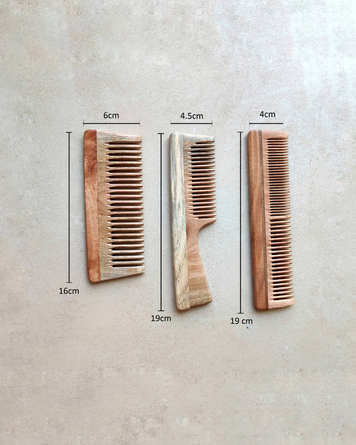 Neem Wood Comb - set of 3