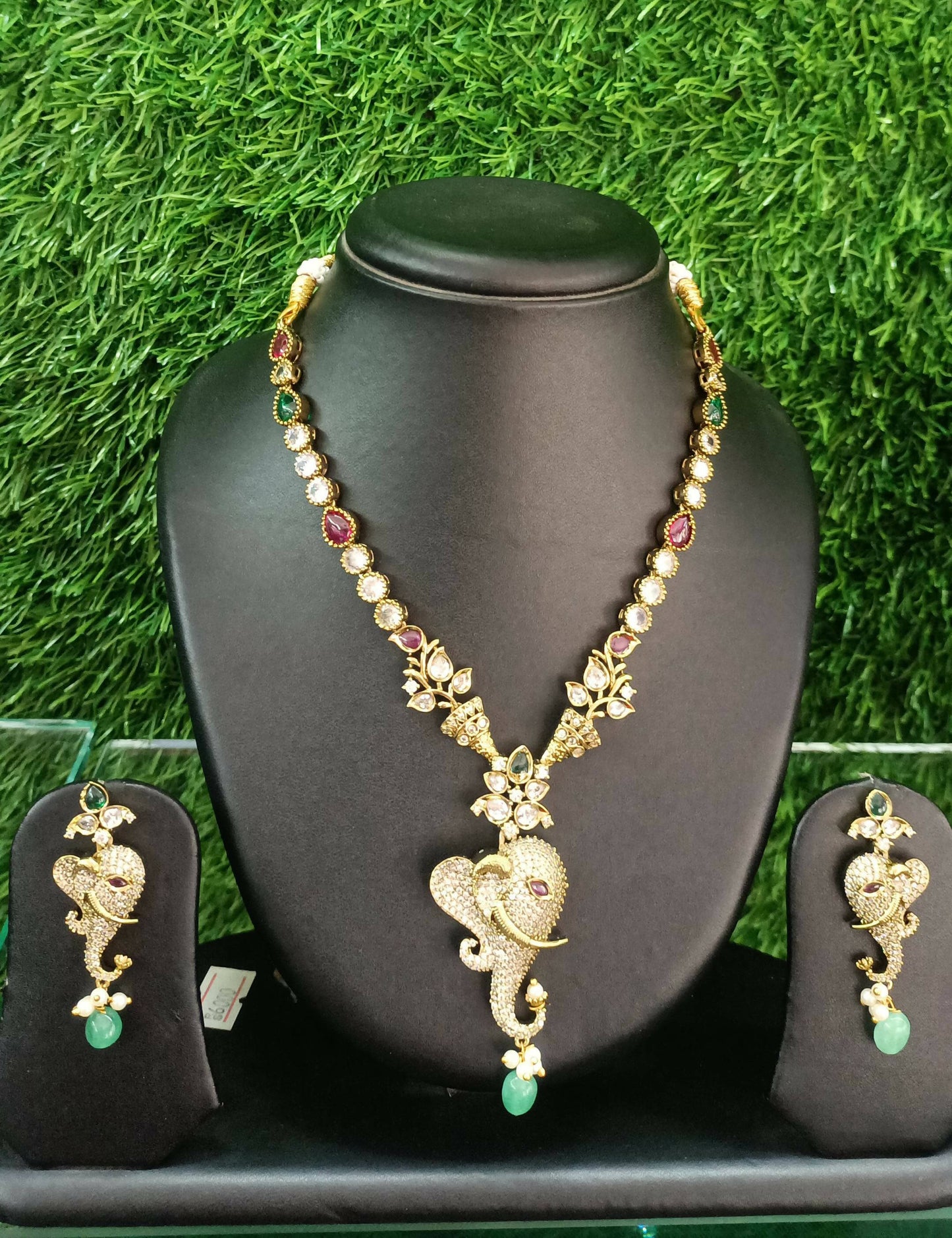 Gold Plated Elephant Design Necklace Set