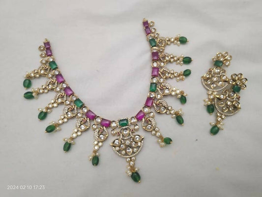 Kundan CZ necklace set