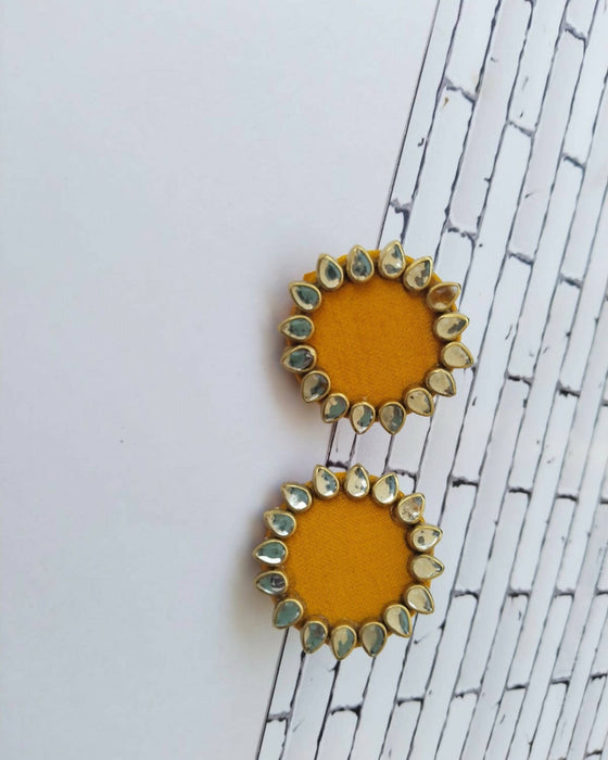 Yellow kundan earrings
