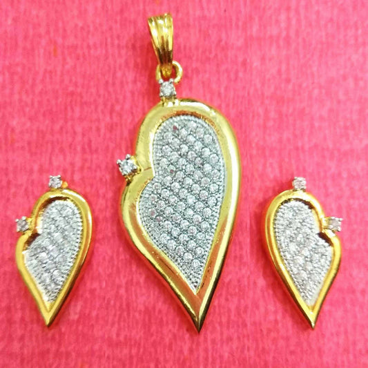 Designer Fashion Pendant Earrings Sets with Gold Plated CZ Simulated