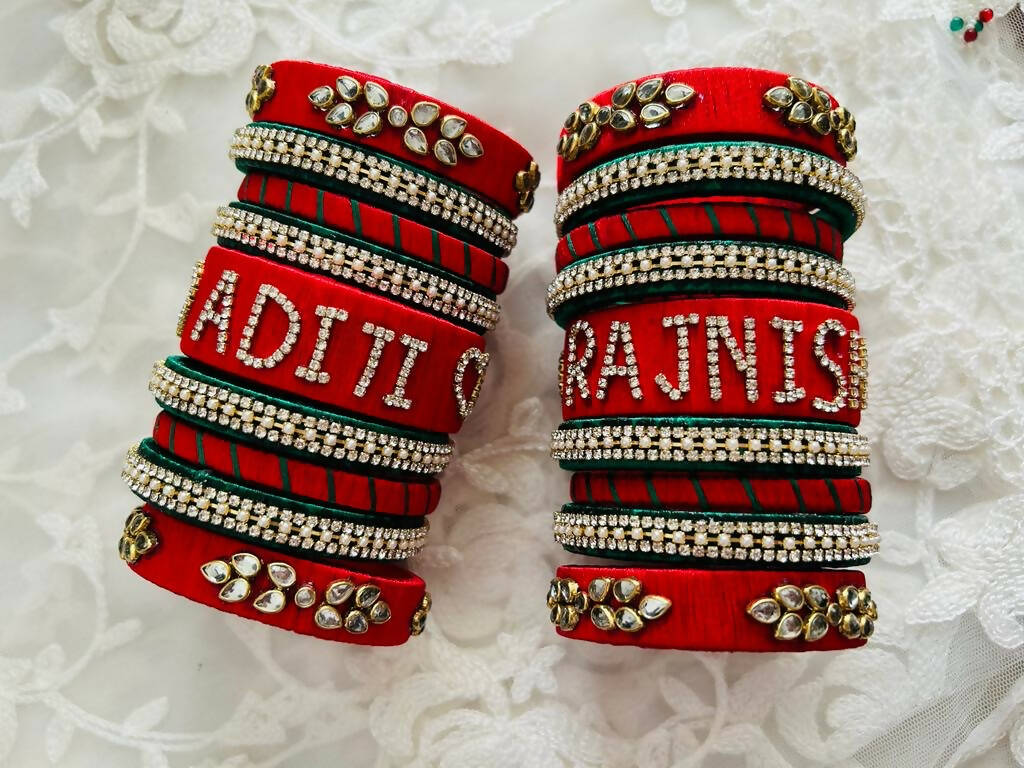 Red Customized Bangles Set