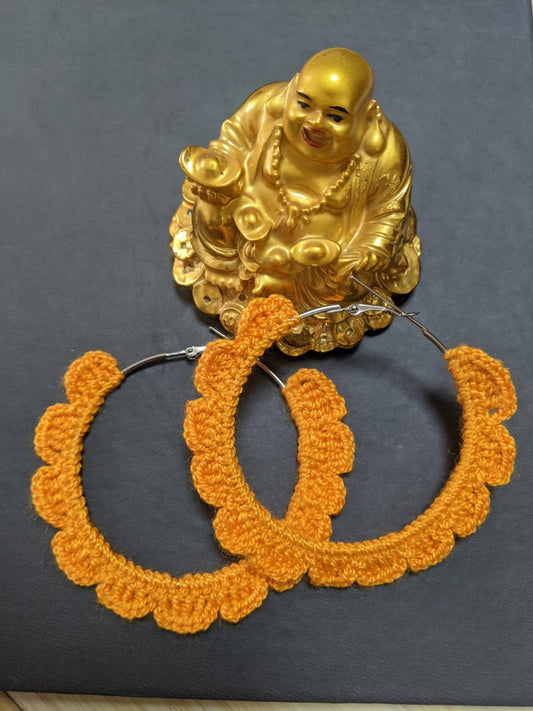 Orange Crochet Hoop Earrings