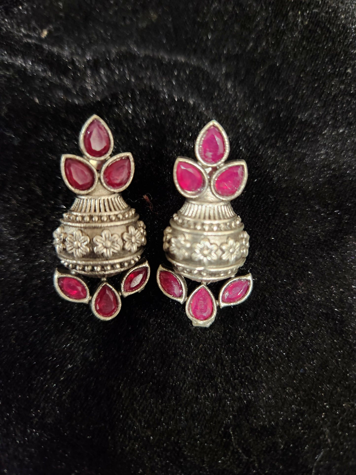 Monalisa Stones Silver Plated Stud Earrings