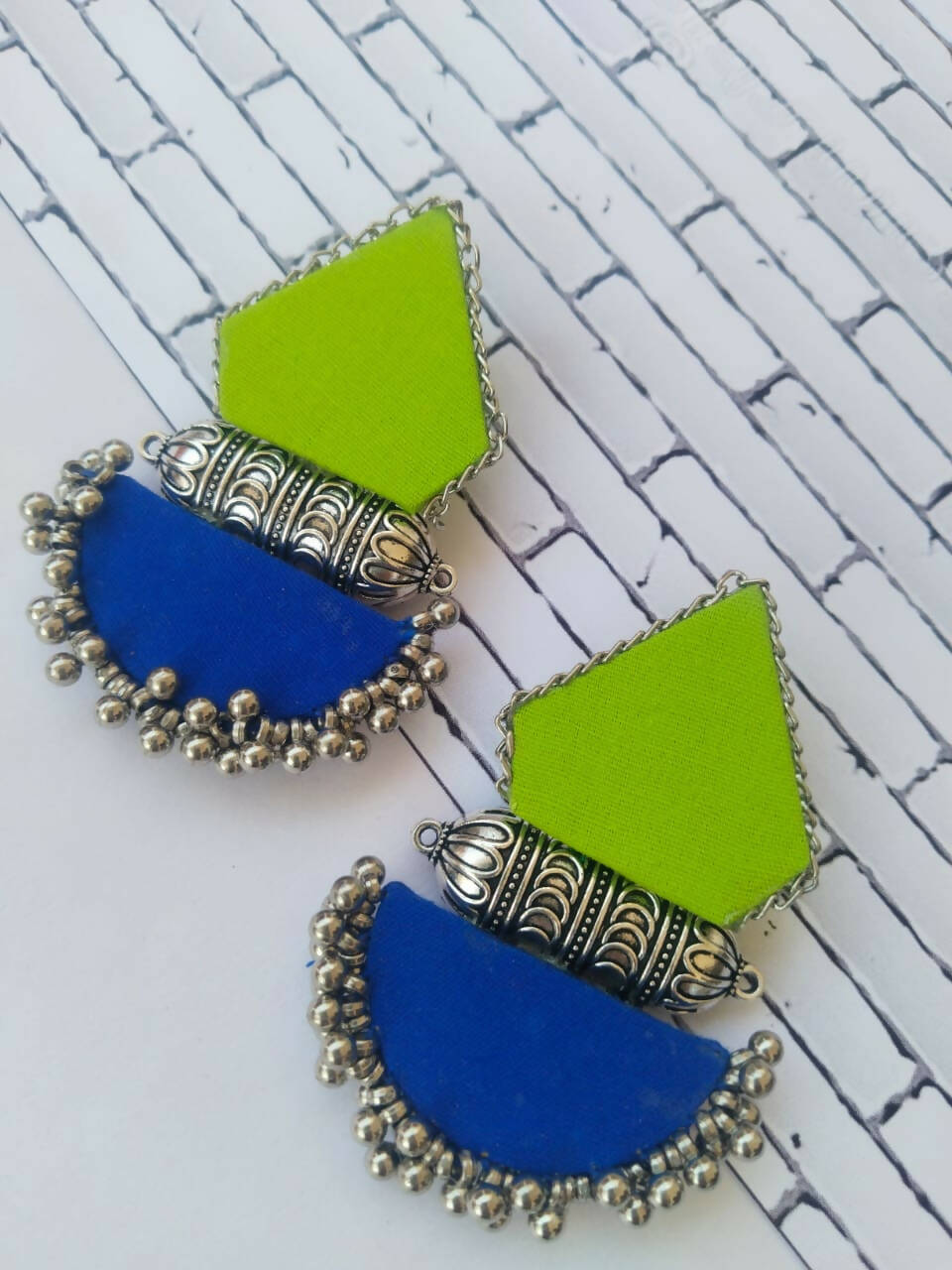 Parrot Green and Blue Earrings