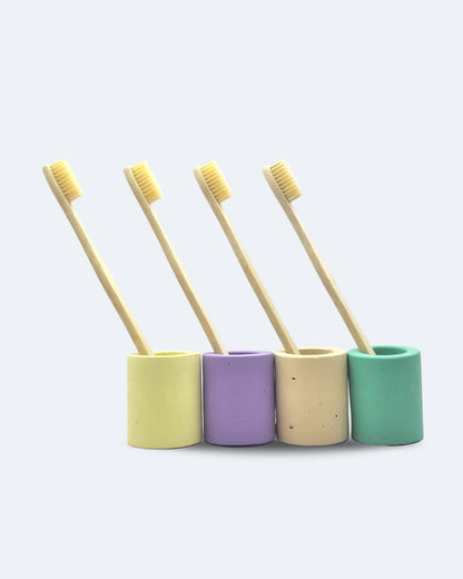 Bamboo Toothbrush with Toothbrush Holders - Pack of 4