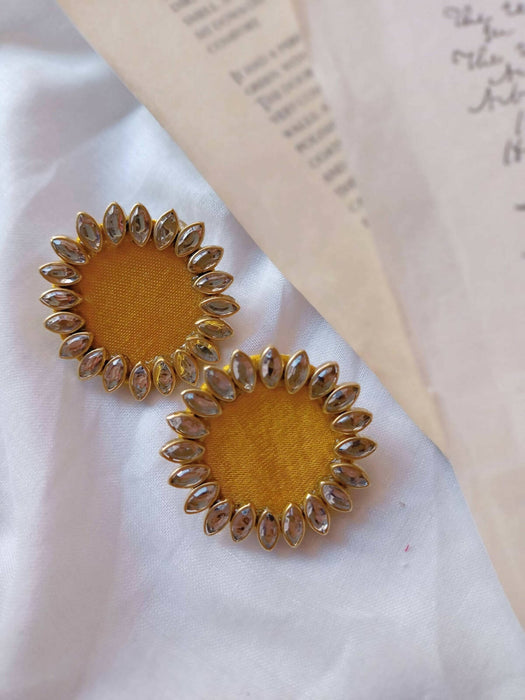 Yellow kundan earrings