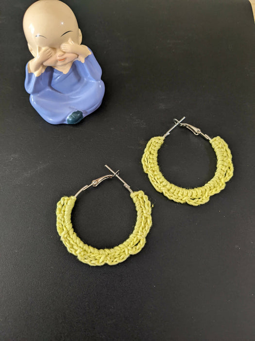 Daisy Yellow Crochet Small Hoop Earring