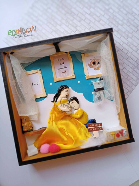 Pregnancy pebble art with yellow gown| baby announcement, baby shower and new parents gift
