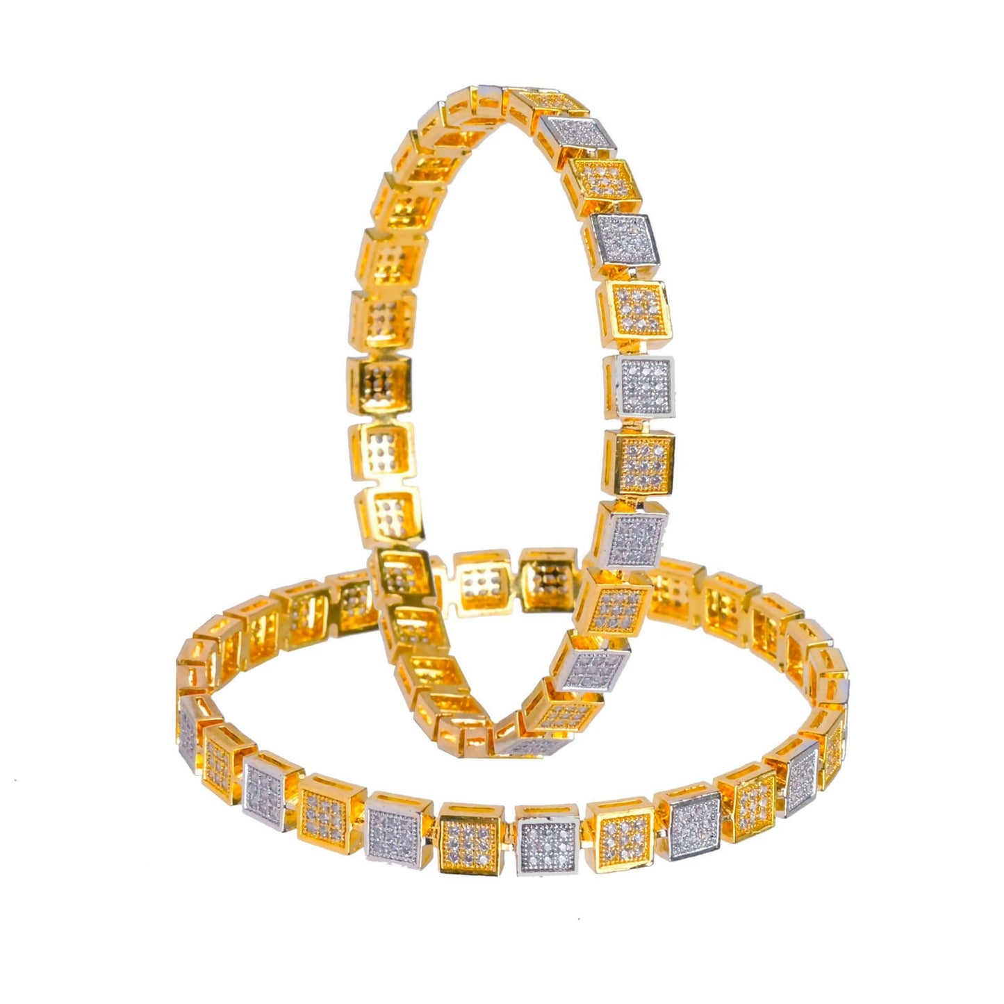 Diamond studded golden bangles