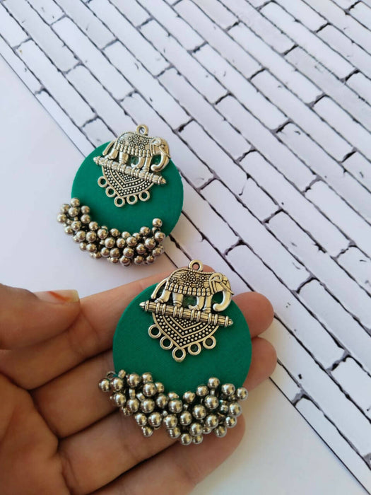 Sea green elephant earrings