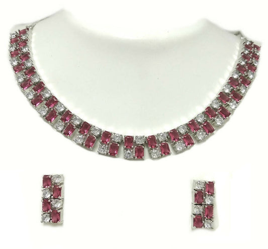 Silver Plated Red Jewel Set