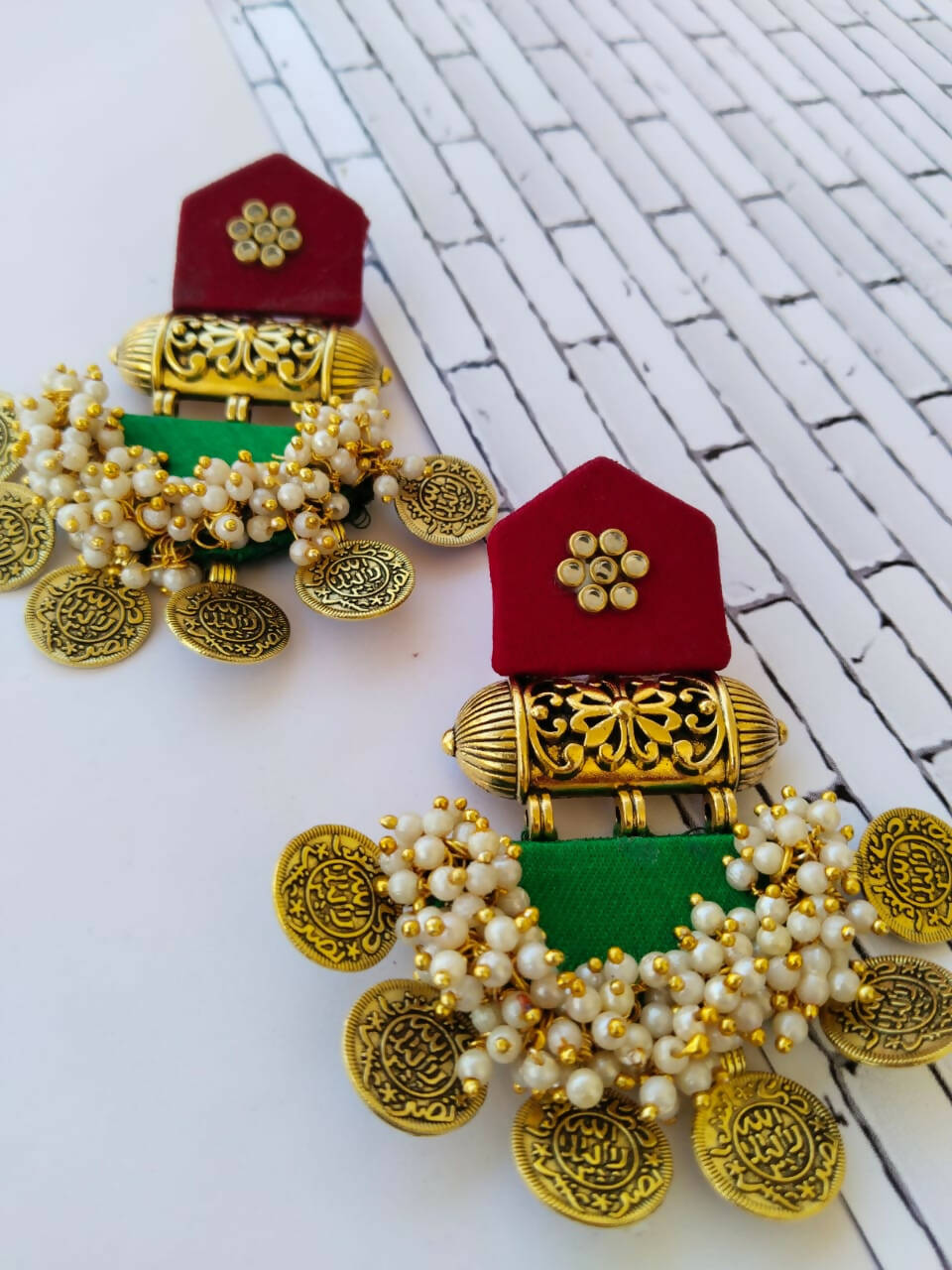 multicolour golden earrings