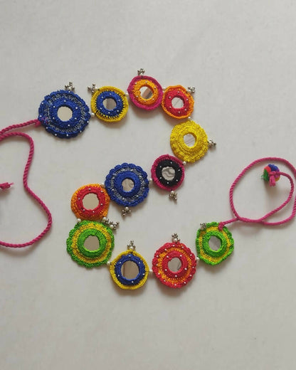 Crochet Adjustable Multicolor Mirror Belt and Kamarband