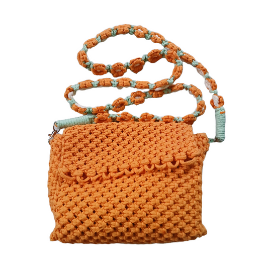 Macrame fringeless side bag with Removeable Straps